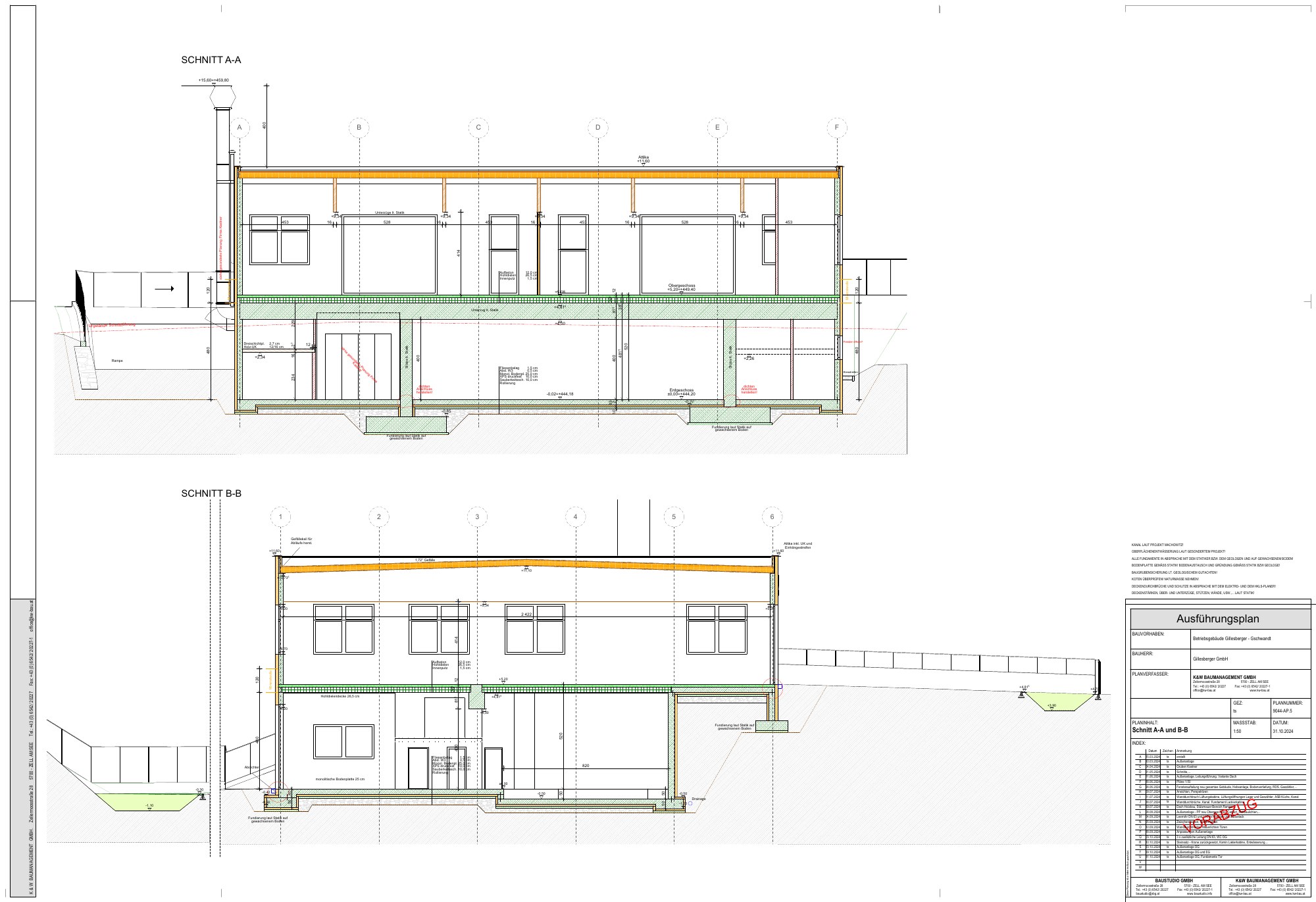 Sections A-A and B-B